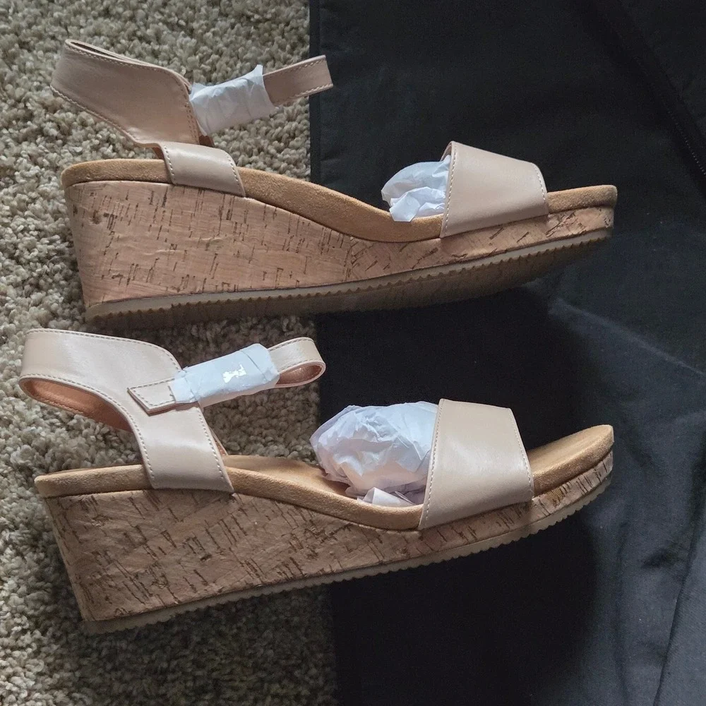 Dream Pairs Nini-8 Wedge Sandals Women 10 Nude New Cork Platform Heel